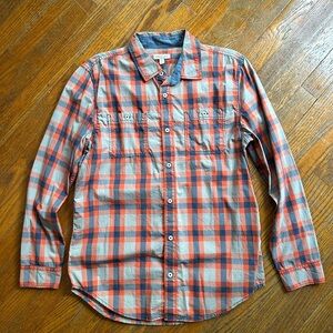Tucker + Tate Orange, Gray & Navy Plaid Casual Shirt